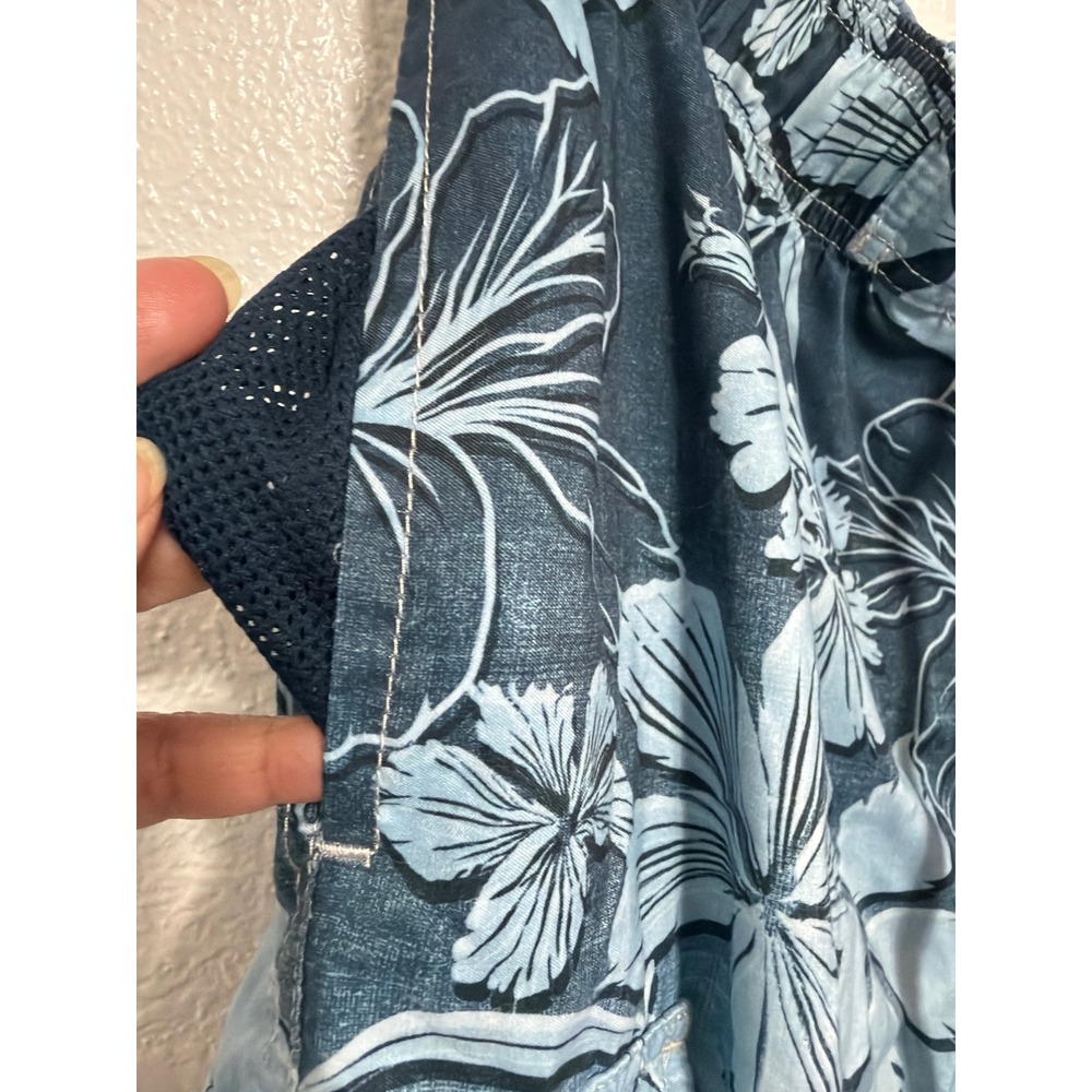 Newport Blue Mens Medium Swim Trunks Blue Tropical Hibiscus Floral Mesh Lined - Picture 4 of 7